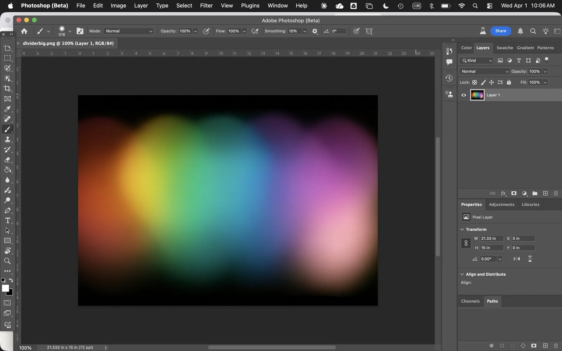 An image editor open on an aura colour spectrum gradient being prepared for the site.